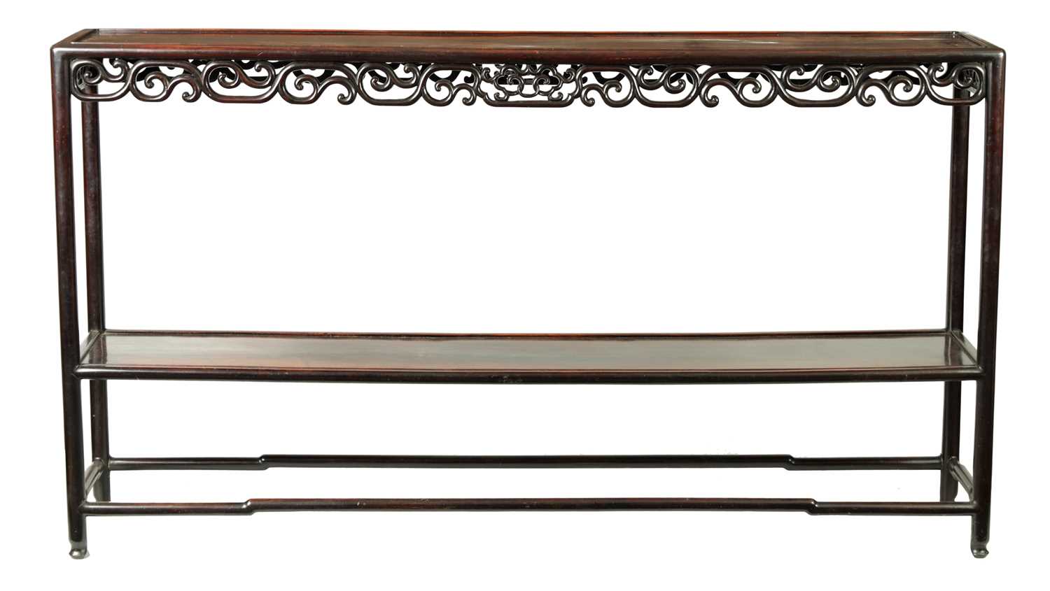 Lot 358 - A 19TH CENTURY CHINESE HARDWOOD TWO-TIER ALTAR TABLE