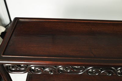 Lot 358 - A 19TH CENTURY CHINESE HARDWOOD TWO-TIER ALTAR TABLE