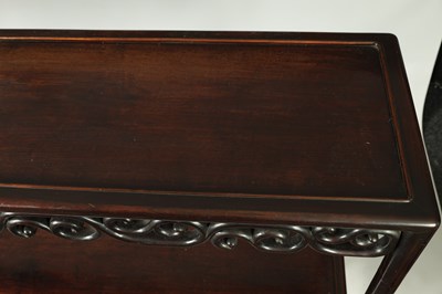 Lot 358 - A 19TH CENTURY CHINESE HARDWOOD TWO-TIER ALTAR TABLE