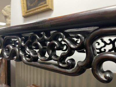 Lot 358 - A 19TH CENTURY CHINESE HARDWOOD TWO-TIER ALTAR TABLE