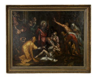 Lot 1058 - A LARGE 17TH CENTURY OIL ON CANVAS