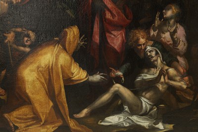 Lot 1058 - A LARGE 17TH CENTURY OIL ON CANVAS