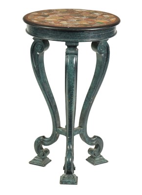 Lot 1464 - A 19TH CENTURY SPECIMEN MARBLE AND PAINTED WOOD OCCASIONAL TABLE