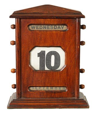 Lot 862 - A 19TH CENTURY WALNUT DESK CALENDAR