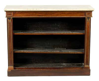 Lot 1456 - A REGENCY ROSEWOOD AND GILT OPEN BOOKCASE