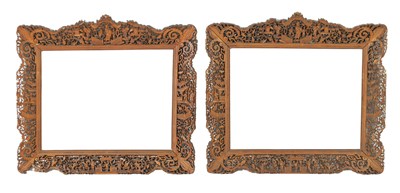 Lot 304 - A PAIR OF LATE 19TH CENTURY CHINESE CARVED AND PIERCED SANDALWOOD PICTURE FRAMES