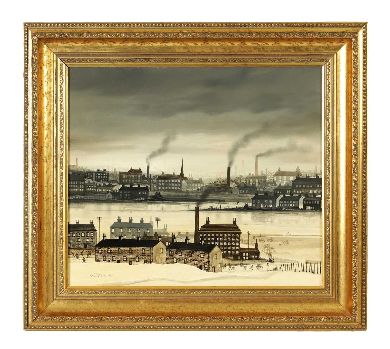 Lot 1059 - BRIAN SHIELDS (BRAAQ) A 20TH CENTURY OIL ON BOARD “WAITING FOR ME MAM”