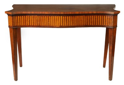 Lot 1365 - A GEORGE III SERPENTINE MAHOGANY SERVING TABLE