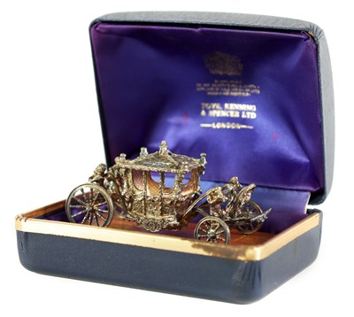 Lot 309 - A VINTAGE SILVER MODEL OF QUEEN ELIZABETH’S CORONATION COACH