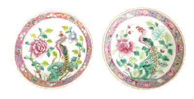 Lot 148 - TWO 19TH CENTURY CHINESE FAMILLE ROSE PLATES