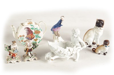 Lot 100 - A GROUP OF 19TH CENTURY PORCELAIN FIGURES AND CHINAWARE