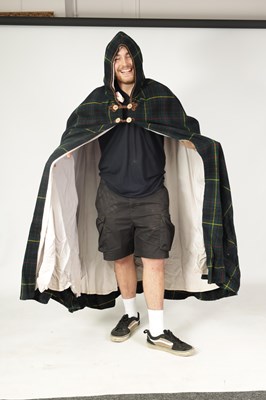 Lot 521 - A SCOTTISH TARTAN HOODED CLOAK