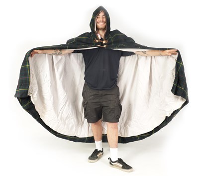 Lot 521 - A SCOTTISH TARTAN HOODED CLOAK