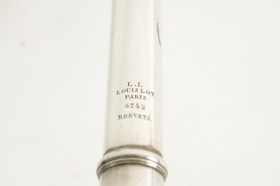 Lot 648 - A SILVER-PLATED FLUTE BY LOUIS LOT WITH SILVER LIP PLATE