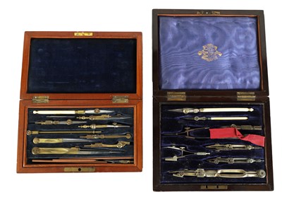 Lot 516 - TWO LATE 19TH CENTURY CASED DRAWING INSTRUMENT SETS