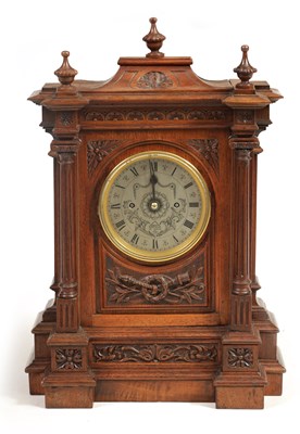 Lot 829 - E. DENT & CO. 61, STRAND, LONDON. A LATE 19TH CENTURY CARVED MAHOGANY DOUBLE FUSEE MANTEL CLOCK