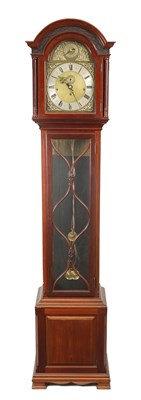 Lot 826 - A SMALL EARLY 20TH CENTURY TUBE CHIMING MUSICAL LONGCASE CLOCK