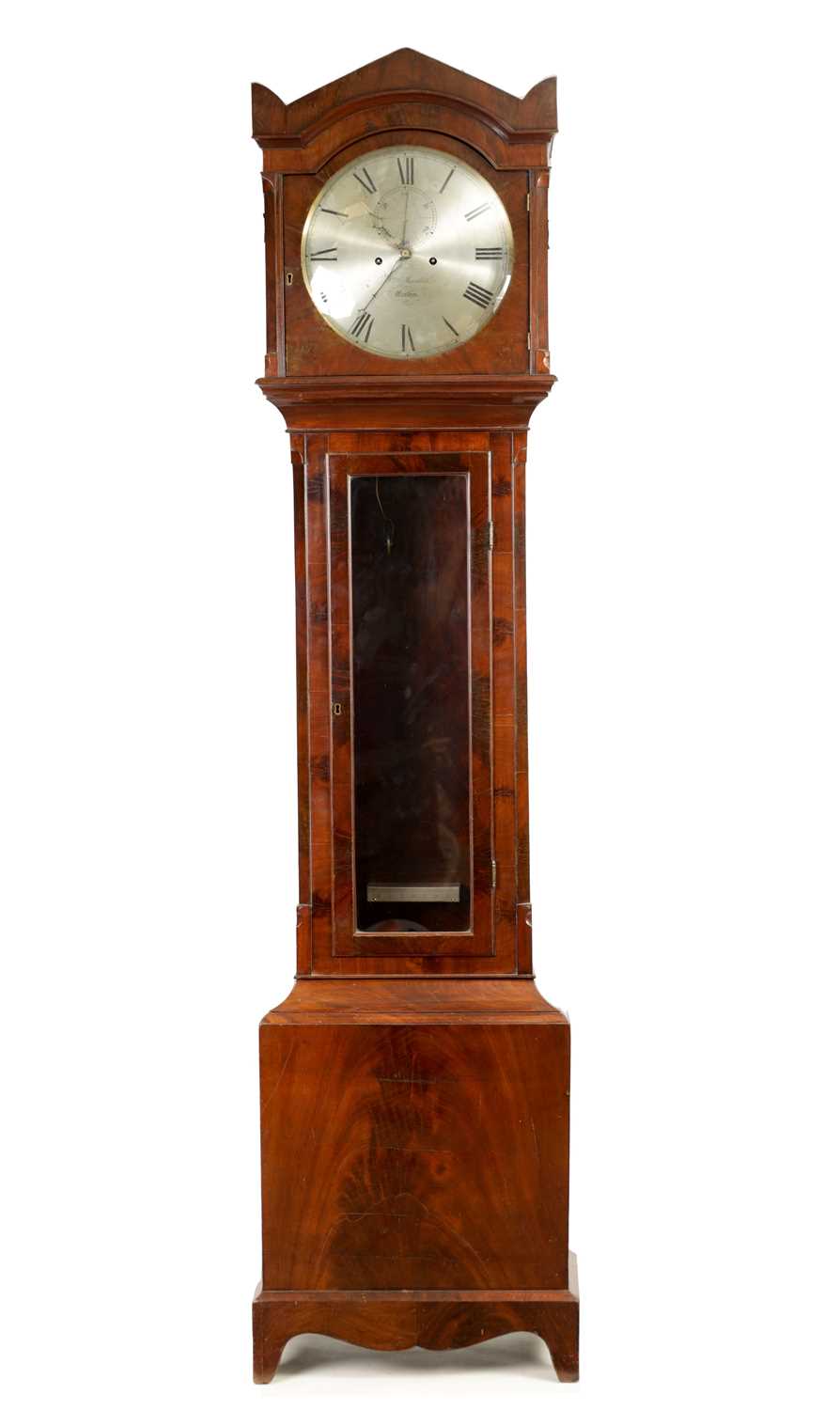 Lot 731 - WILLIAM MEREDITH, MERTHYR. A 19TH CENTURY SILVERED DIAL DOMESTIC REGULATOR CLOCK