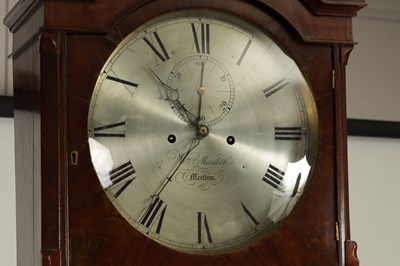 Lot 731 - WILLIAM MEREDITH, MERTHYR. A 19TH CENTURY SILVERED DIAL DOMESTIC REGULATOR CLOCK