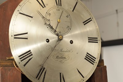 Lot 731 - WILLIAM MEREDITH, MERTHYR. A 19TH CENTURY SILVERED DIAL DOMESTIC REGULATOR CLOCK