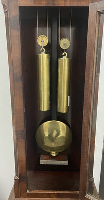 Lot 731 - WILLIAM MEREDITH, MERTHYR. A 19TH CENTURY SILVERED DIAL DOMESTIC REGULATOR CLOCK