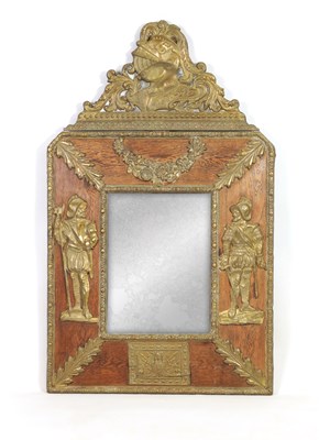 Lot 1002 - A 19TH CENTURY FRENCH ORMOLU MOUNTED OAK FRAMED MIRROR