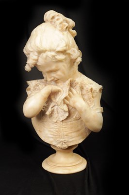 Lot 513 - A 19TH CENTURY CARVED ALABASTER BUST