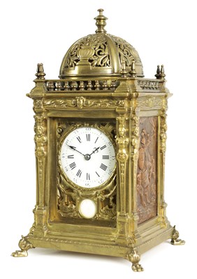 Lot 801 - A LARGE AND UNUSUAL LATE 19TH CENTURY FRENCH BRASS REPEATING CARRIAGE CLOCK