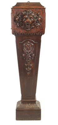 Lot 1037 - A 19TH CENTURY OAK PEDESTAL