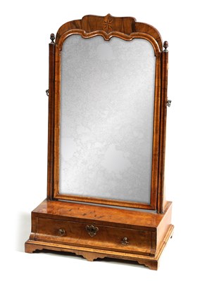 Lot 1026 - A QUEEN ANNE BURR WALNUT TOILET MIRROR