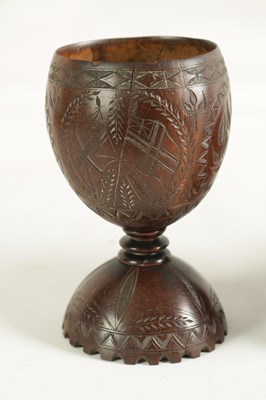 Lot 1139 - A COLLECTION OF SIX LATE 18TH CENTURY CARVED COCONUT AND TREEN WARE CUPS