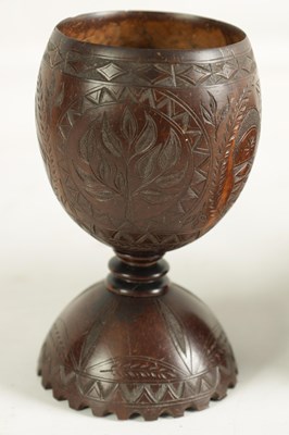 Lot 1139 - A COLLECTION OF SIX LATE 18TH CENTURY CARVED COCONUT AND TREEN WARE CUPS