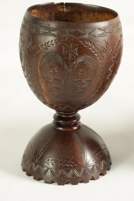 Lot 1139 - A COLLECTION OF SIX LATE 18TH CENTURY CARVED COCONUT AND TREEN WARE CUPS