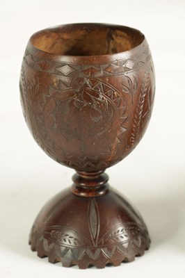 Lot 1139 - A COLLECTION OF SIX LATE 18TH CENTURY CARVED COCONUT AND TREEN WARE CUPS