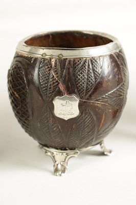 Lot 1139 - A COLLECTION OF SIX LATE 18TH CENTURY CARVED COCONUT AND TREEN WARE CUPS