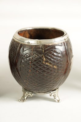 Lot 1139 - A COLLECTION OF SIX LATE 18TH CENTURY CARVED COCONUT AND TREEN WARE CUPS