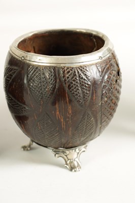 Lot 1139 - A COLLECTION OF SIX LATE 18TH CENTURY CARVED COCONUT AND TREEN WARE CUPS