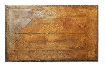 Lot 1039 - AN 18TH CENTURY FLORAL MARQUETRY AND GEOMETRICALLY INLAID WALNUT TABLE TOP