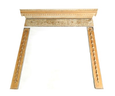 Lot 1030 - FOUR PIECES OF AN 18TH CENTURY CARVED PINE FIRE SURROUND