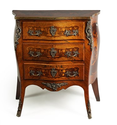 Lot 991 - A 19TH CENTURY FRENCH ROSEWOOD, MARQUETRY AND ORMOLU MOUNTED COMMODE