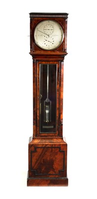 Lot 839 - J. FLETCHER, LONDON. A FINE REGENCY FIGURED MAHOGANY REGULATOR LONGCASE CLOCK