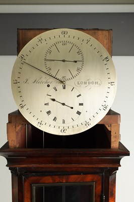 Lot 839 - J. FLETCHER, LONDON. A FINE REGENCY FIGURED MAHOGANY REGULATOR LONGCASE CLOCK