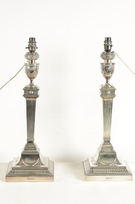 Lot 245 - AN EDWARD VII ADAM-STYLE SILVER TABLE LAMP