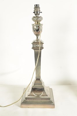 Lot 245 - AN EDWARD VII ADAM-STYLE SILVER TABLE LAMP