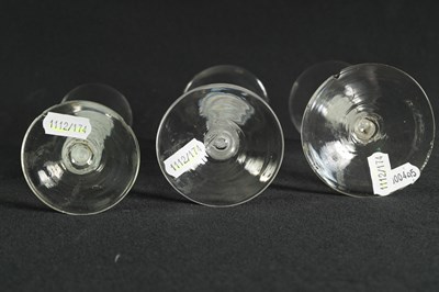 Lot 7 - COLLECTION OF THREE 18TH CENTURY AND LATER OPAQUE TWIST WINE GLASSES