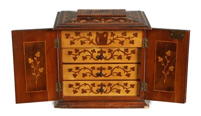 Lot 882 - A GOOD 19TH CENTURY KILLARNEY WARE YEW WOOD SEWING CABINET