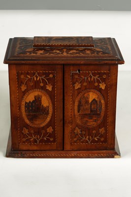 Lot 882 - A GOOD 19TH CENTURY KILLARNEY WARE YEW WOOD SEWING CABINET