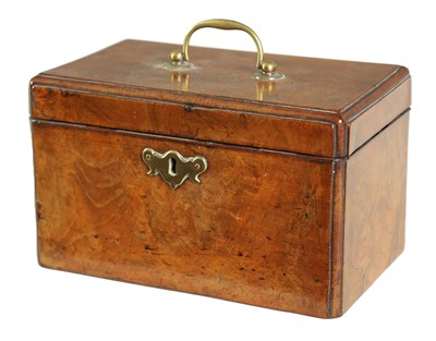 Lot 923 - A GEORGE III FIGURED WALNUT TEA CADDY