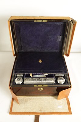 Lot 903 - A FINE GEORGE IV BRASS BOUND ROSEWOOD SILVER FITTED VANITY BOX
