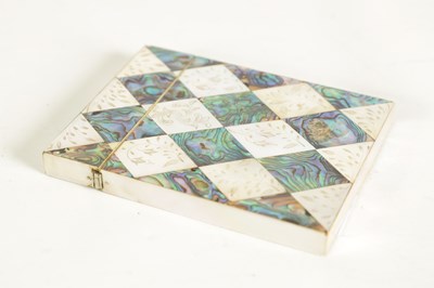 Lot 626 - A 19TH CENTURY ENGRAVED MOTHER-OF-PEARL AND ABALONE CARD CASE